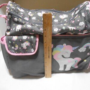 BABY BOOM GRAY & PINK UNICORN DESIGN w/ 7 POCKETS DIAPER DUFFLE BAG EUC 👶
